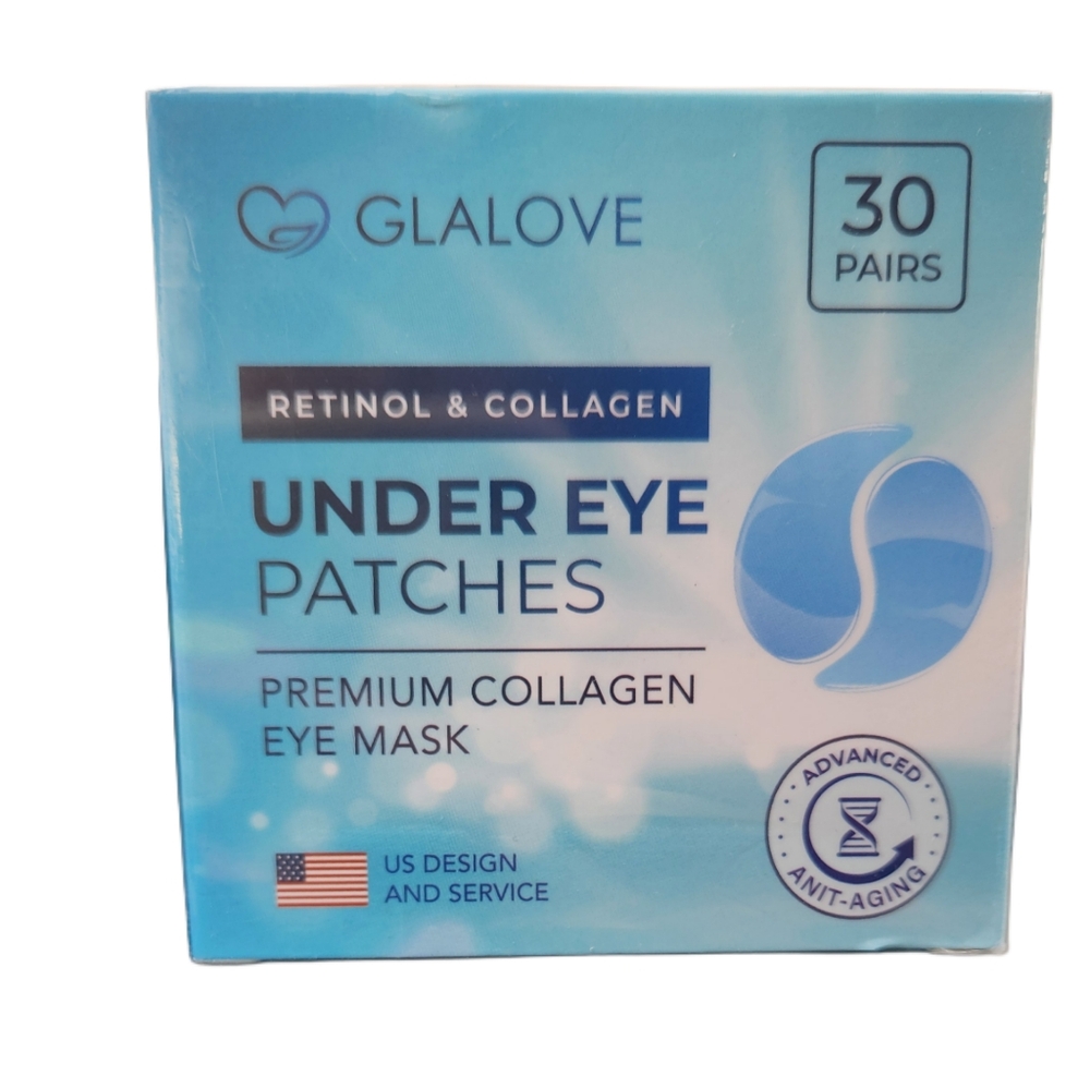 Glalove 30pairs Blue Premium Eye Mask with Retinol‎ and Collagen